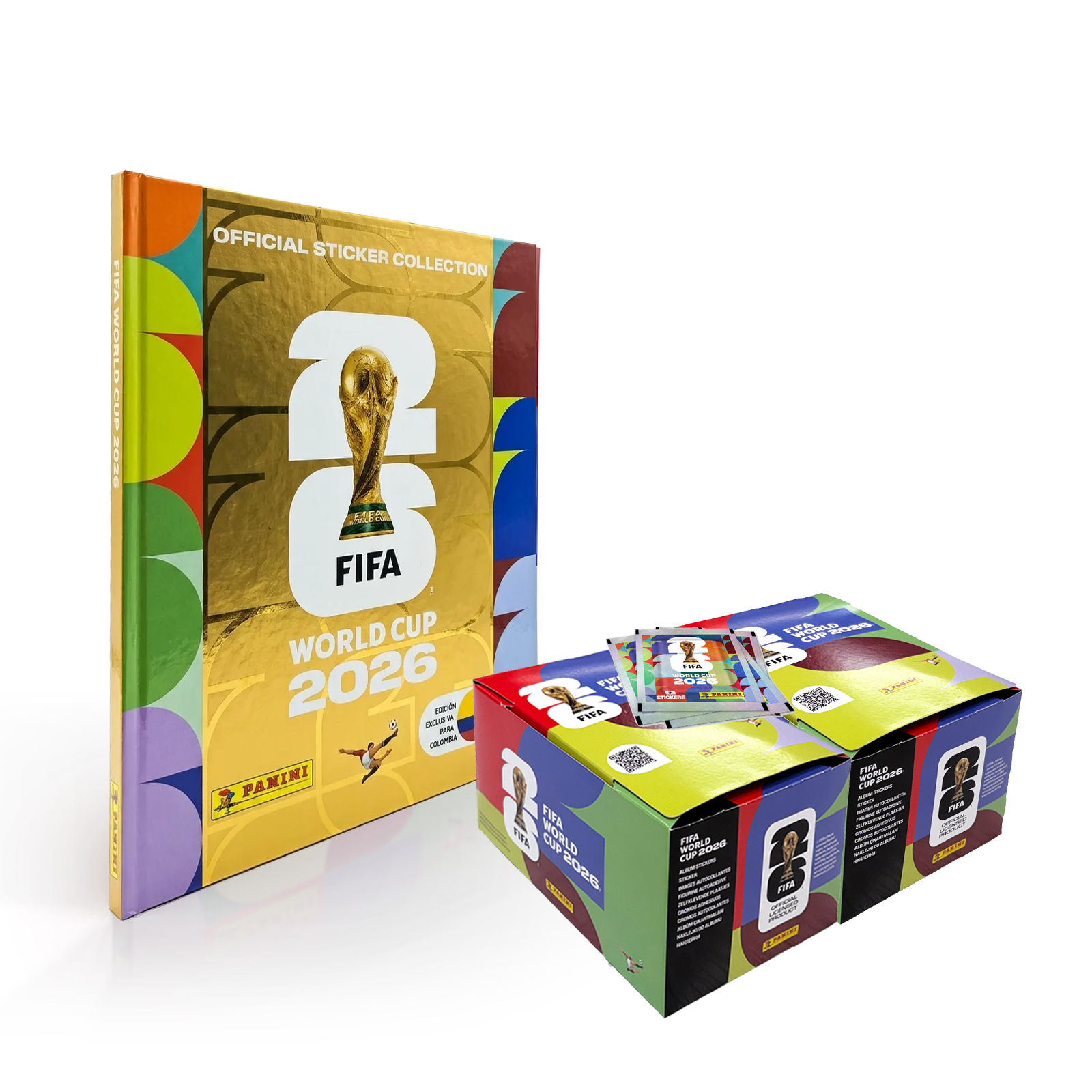 Combo Álbum Panini Mundial 2026 Pasta Dura | Dorado + 2 Cajas de Sobres