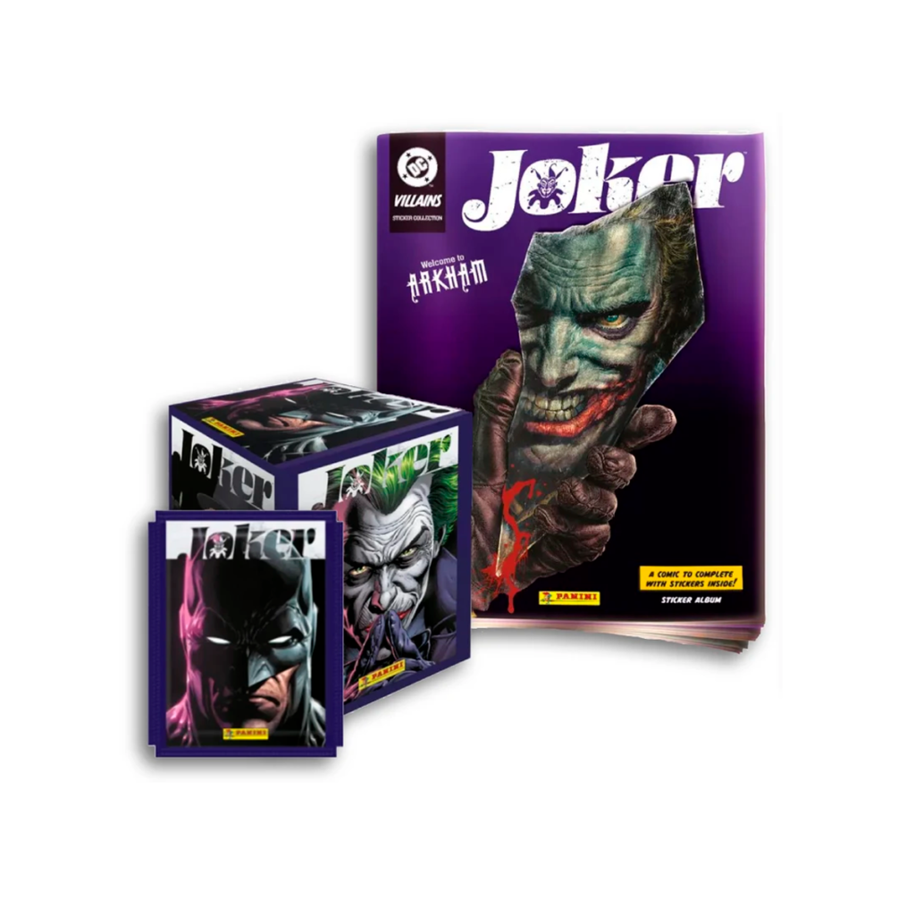 Combo Álbum + Caja de 50 Sobres DC Villanos: Joker 2026 Panini