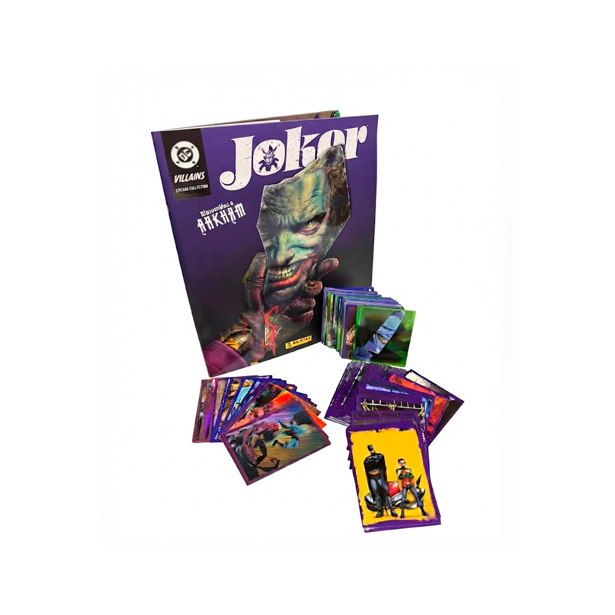 Set Completo Álbum Tapa Blanda DC Villanos Joker 2026 Panini + 50 Tarjetas Coleccionables - Láminas a Pegar