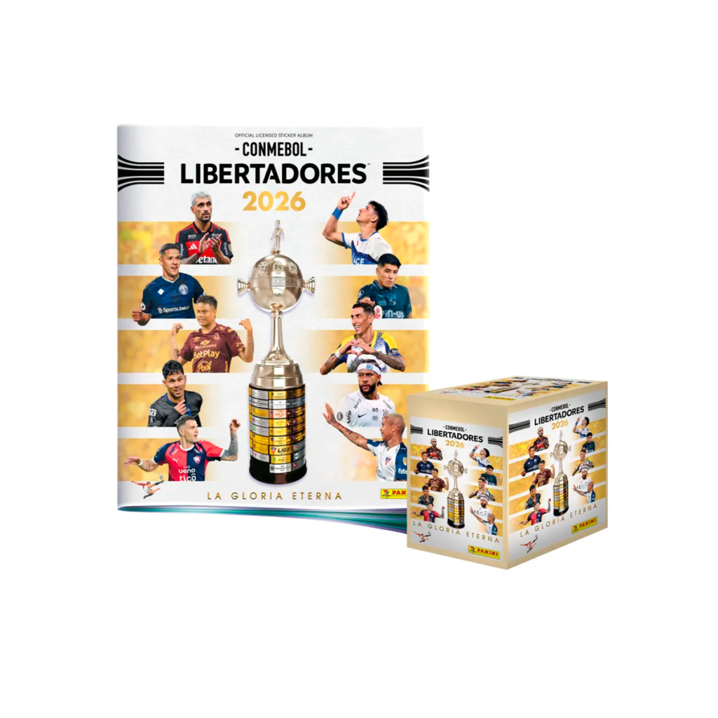 Combo Álbum Tapa Blanda + Caja de 50 Sobres CONMEBOL Libertadores 2026 Panini